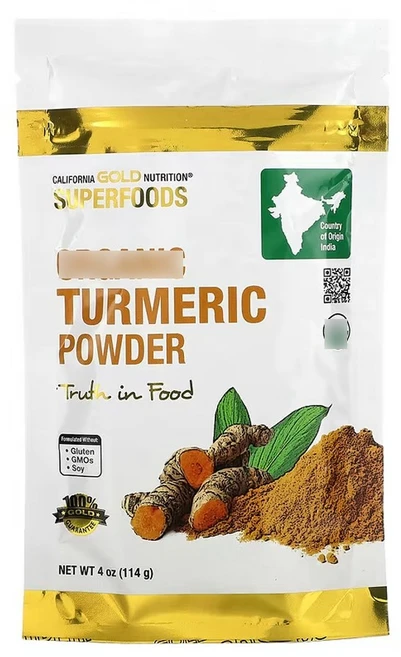 CGN 캘리포니아골드뉴트리션 슈퍼푸드 강황 파우더 114g 터메릭 터메릭파우더 분말, 1개 - 쿠팡
