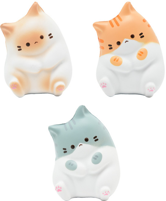 말랑말랑 고양이스퀴시 3가지 구매시 색상별 출고, 3개