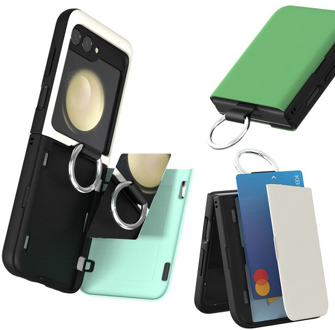 인씨네 누니가 갤럭시 Z플립 시리즈 마그네틱 도어 범퍼케이스 비스포크 카드수납 그립 거치대 톡 핑거링 반지 카드 2장 수납공간