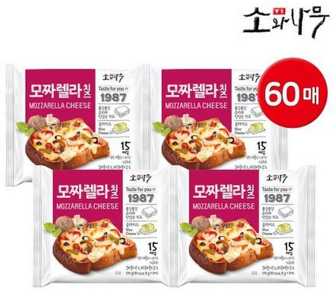 동원 덴마크 소와나무 모짜렐라 치즈 270g 60매 (15매x4개), 1개