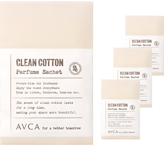 아브카 퍼퓸 샤쉐 옷장 방향제 클린 코튼 본품, 20g, 4개