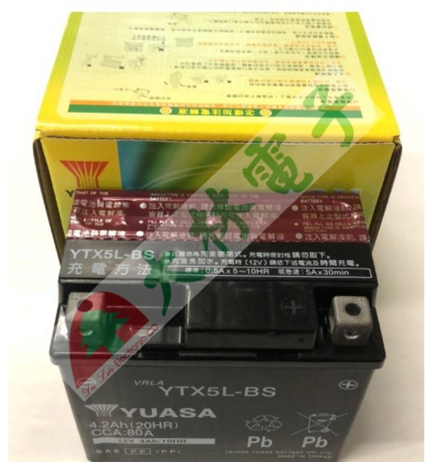 YUASA 湯淺 YTX5L-BS電池 5號機車電池 (全新未加水), 1個