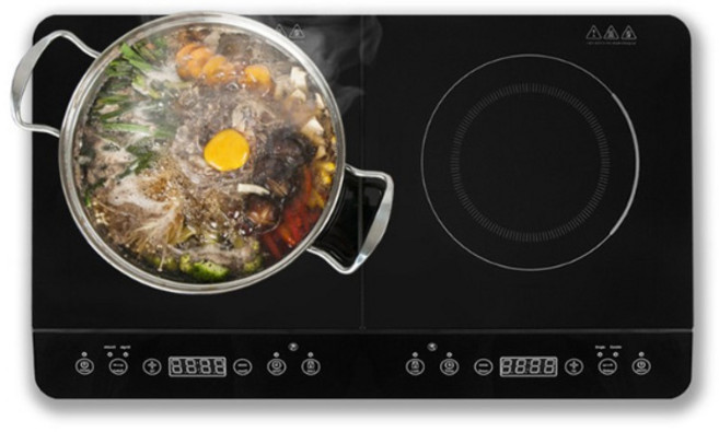 키친아트 인덕션+하이라이트 2구 하이브리드 프리스탠딩 전기레인지 KWS-2050