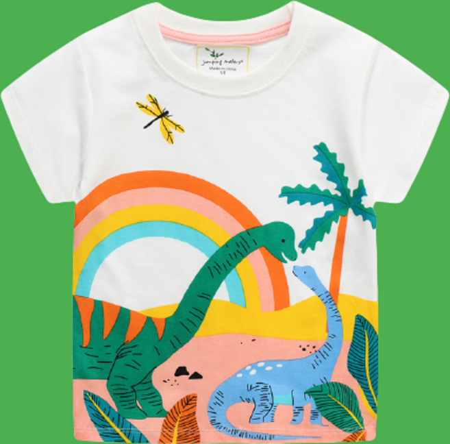 공룡기 어린이 무지개 공룡 라운드 반팔티