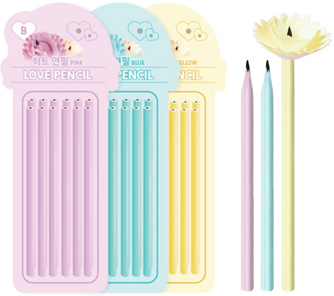 꽃을 닮은 HEART 연필 B심 혼합 36입 영아트