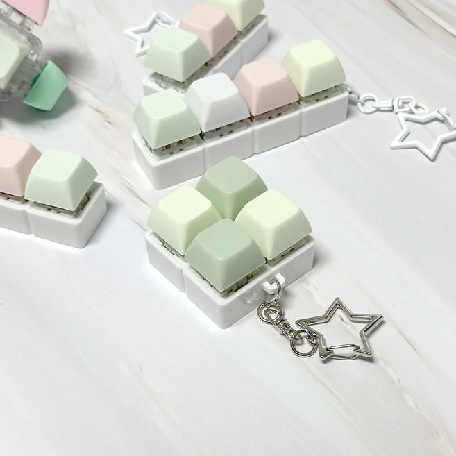 펫더월드 키보드키링 클릭커 별 열쇠고리 딸깍이, 1개, 4구(정사각형)