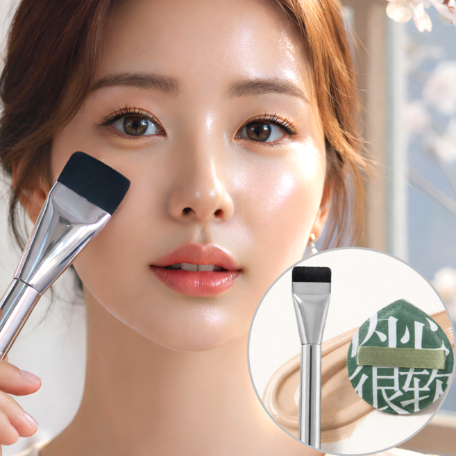 무결점 밀착 파운데이션 브러쉬 + 아기궁둥이 퍼프 2종 세트, 1개, 혼합색