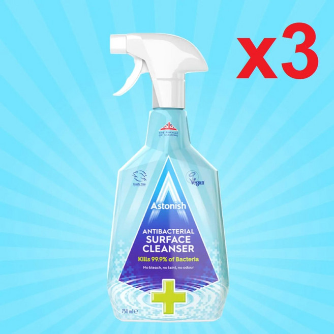 3팩 아스토니쉬 안티박테리아 서페이스 클리너 향균클리너 표면세정제 750ML Astonish Antibacterial Surface Cleanser, 1ml, 1개