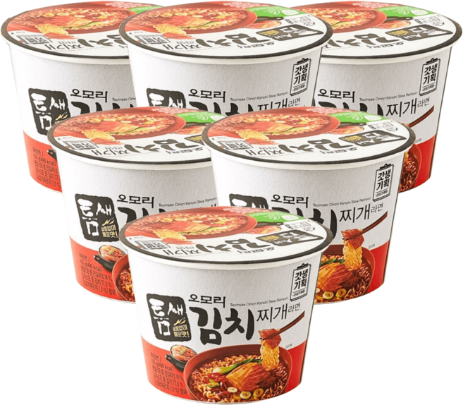유어스 GS25 틈새 오모리 김치찌개 컵라면 150G, 6개