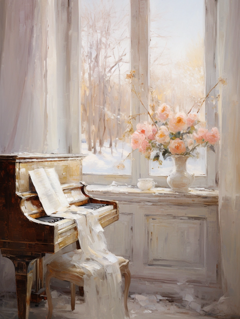 창가의 피아노방 꽃병 우드 조각퍼즐 북유럽 감성 레트로 힐링 풍경유화 스트레스 해소 장난감 컬렉션그림퍼즐 300 500 700 1000조각, 창가의 피아노방 꽃병 퍼즐선택2, 1개