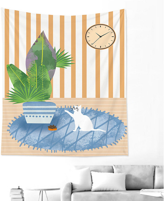 [스테디] 패브릭포스터 40종 감성 그림 거실 벽가리개 바다 풍경 행잉 태피스트리, 26.고양이2