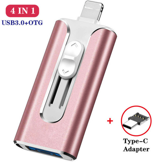 휴대폰용 OTG USB 플래시 드라이브 USB 3.0 메모리 스틱 외부 저장 장치 안드로이드 C 타입 윈도우 장치 4 256G 512G 128G, 04 Pink send Type C_01 4GB, 1개