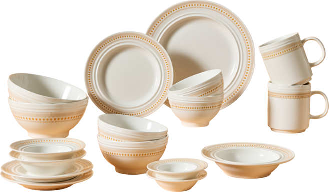 코렐 코디네이츠 로즈몬트 도자기 그릇 식기세트 2인 4인, 화이트, 1세트, 홈세트17p