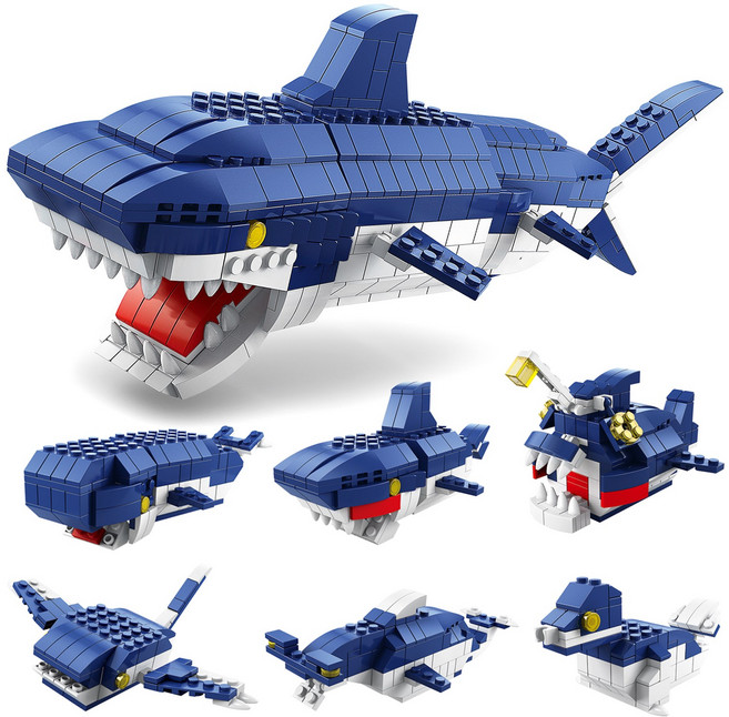 [알꿀밤-호환블럭-팩] E상어 바다 생물 세트 팩, 1개