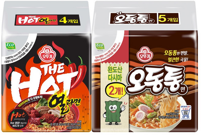 오뚜기 더핫열라면 (120gx4) 4개+오동통면 (120gx5) 4개, 1세트