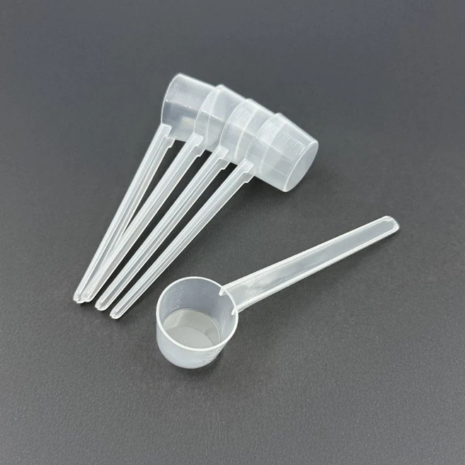 투명 플라스틱 스틱형 계량스푼 소분용 정량 측정 도구 5g 10ml, 5개 - 쿠팡