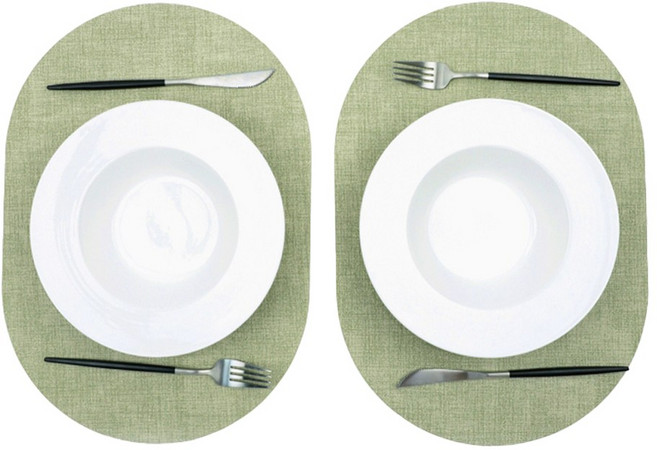 캐프마켓 양면 방수 식탁매트 미끄럼방지 가죽 테이블매트, 카키 2p 43 x 30 cm, 2개