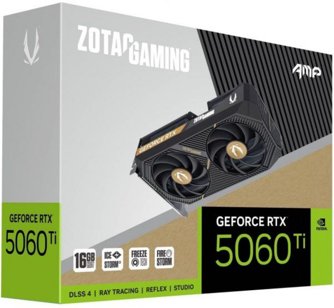 조택 게이밍 지포스 RTX 5060 Ti 16GB AMP DLSS 4 GDDR7 128비트 28 Gbps PCIE 5.0 그래픽 카드 아이스스톰 2.0 쿨링 화이트 LED 조명, 조택 게이밍 지포스 RTX 5060 Ti 16GB AM