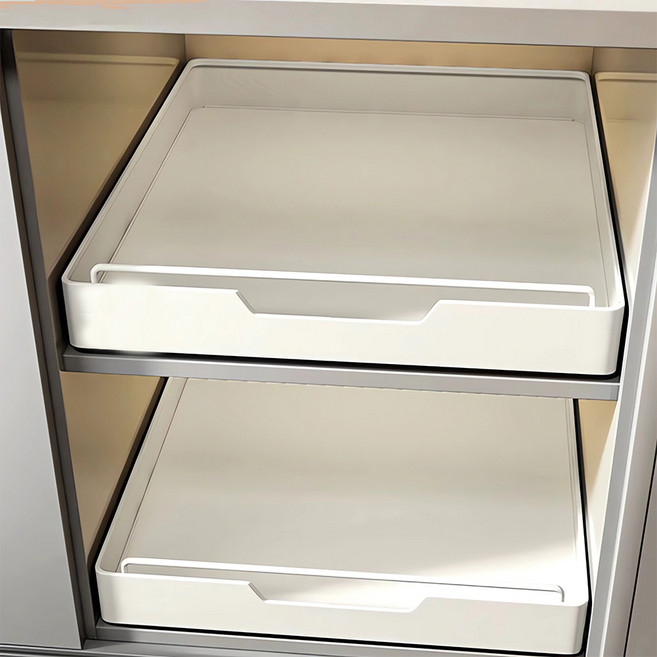 DWINNICK 조미료 꺼낼때 편리한 무타공 슬라이딩 싱크대 하부장 주방 서랍형 레일 선반, 1개, 아이보리