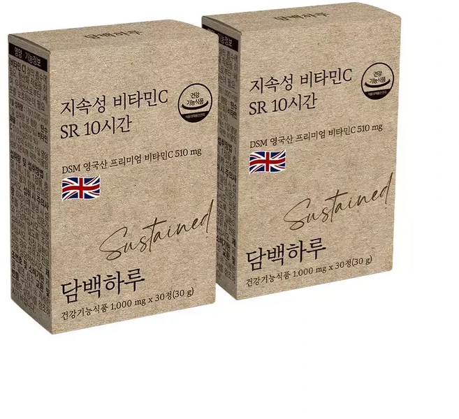 담백하루 지속성 비타민C SR 10시간 DSM 비타민C 510mg 2개월 2박스 10시간 지속, 1개, 60정
