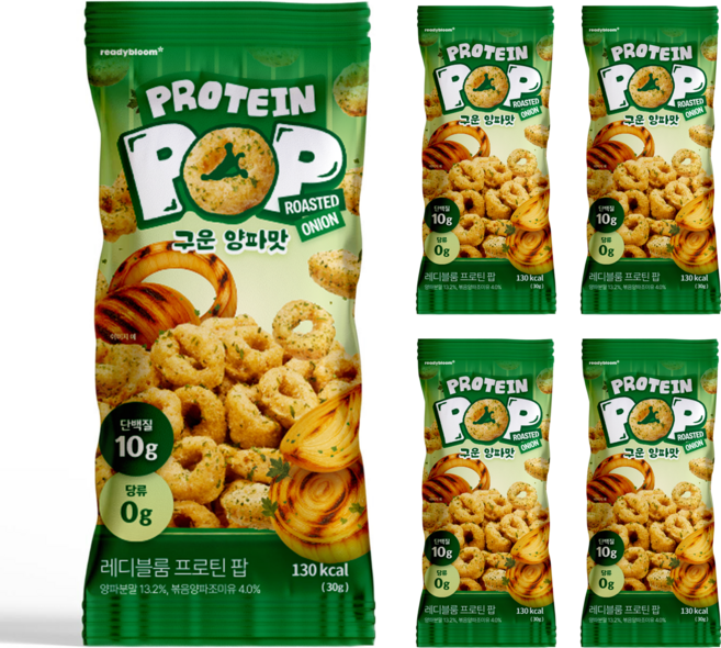 레디블룸 프로틴 팝 구운양파맛 글루텐프리 당류제로 단백질 과자, 5개, 30g