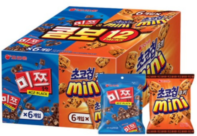 오리온 콤보 12 PACKS 과자세트, 미쯔 6p + 초코칩 쿠키 미니 6p, 2개