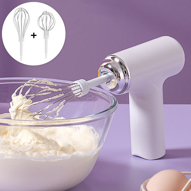 무선 전동 생크림 휘핑기 핸드믹서 홈베이킹 거품기, DD, 화이트