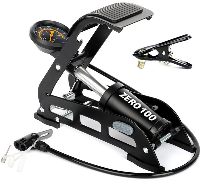 카모아 제로백 발펌프(어댑터 4종) 에어펌프 자동차 자전거 휠체어 풋펌프 공기주입기, NEW 제로백 슈퍼싱글 에어펌프 × 제로백 슈퍼싱글, 제로백 슈퍼싱글 발펌프, 1개