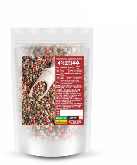 건강스토리 4색혼합후추 200g (흑후추 페퍼트리 녹후추 백후추) 혼합통후추, 1개