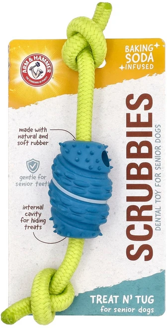 암앤해머 스크러비스 노령견용 치아 관리 장난감 트릿 앤 터그 장난감 1개 ARH-90279, 1 - 쿠팡