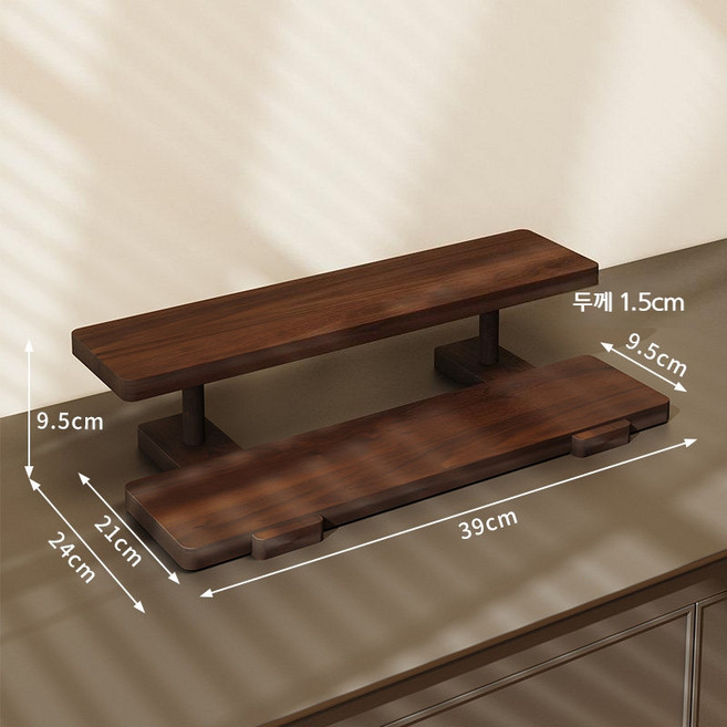 우드 계단 선반 향수 책상 진열대 악세사리 인테리어 수납 정리함, E.호두나무 원목 2단 선반
