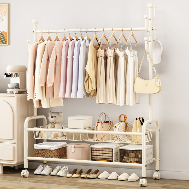 행거 이동식행거 스탠드 옷걸이행거 이동식 튼튼한행거 스탠드행거 철제 다용도, 화이트