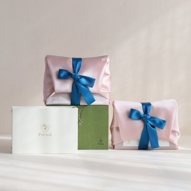 포이티 플라워티북 꽃차 7종 선물세트+쇼핑백 국산, 1개, [양단 보자기포장] 플라워티북 7종 선물세트+쇼핑백