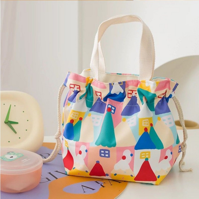 피크닉 보냉 복조리 가방 도시락 런치백 간식가방 하트 플라워 하우스 감성 피크닉백, 1개