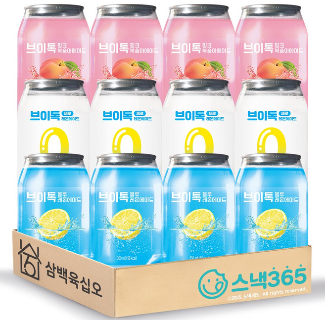 브이톡 세트 350mlX12개 (블루레몬4 + 제로레몬4 + 복숭아4), 350ml