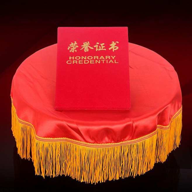 頒獎托盤布 紅色絨布 68*78 厘米 剪綵禮儀用品, 紅綢圓托盤布 流蘇, 紅綢, 圓托盤布 流蘇
