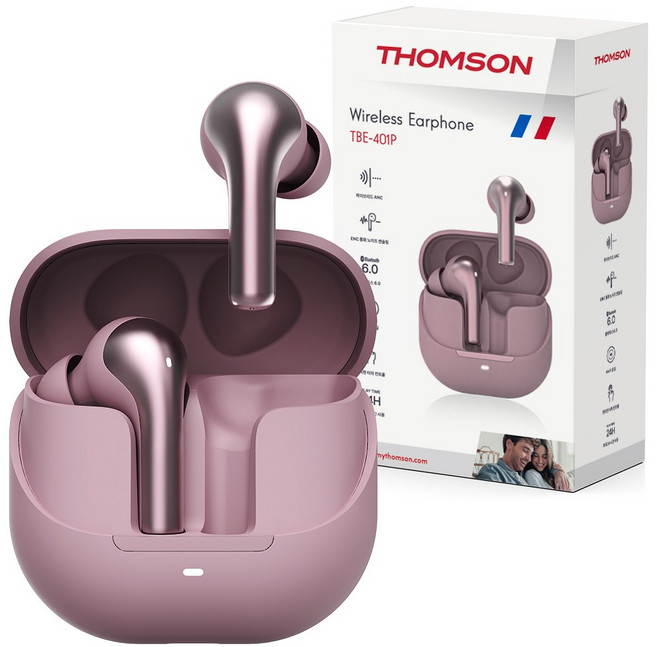 프랑스 톰슨 하이브리드 ANC 38dB 노이즈캔슬링 블루투스 6.0 무선 이어폰, 퍼플