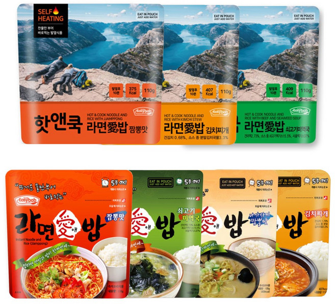 등산 낚시용 전투식량 라면애밥 핫앤쿡 우리비빔 간편식 비빔밥 라면밥, 비발열, 불닭 비빔밥, 107g, 1개