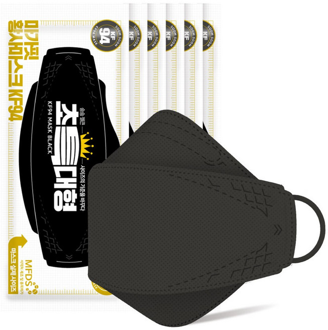 마가핏 숨숨 젤큰 황사 마스크 초특대형 KF94, 5개입, 5개, 블랙