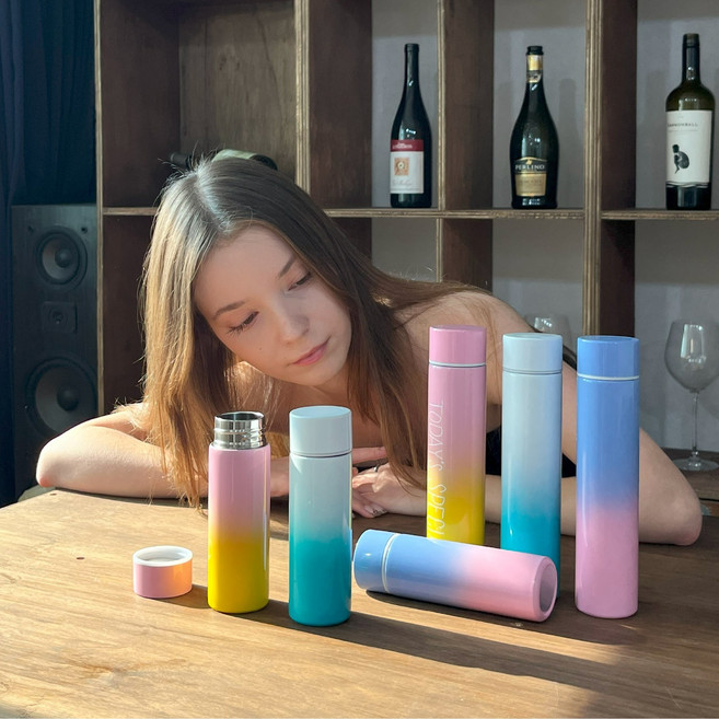 데일리 미니 초경량 텀블러 150ml 200ml 3가지 색상, 1개, 핑크 옐로우