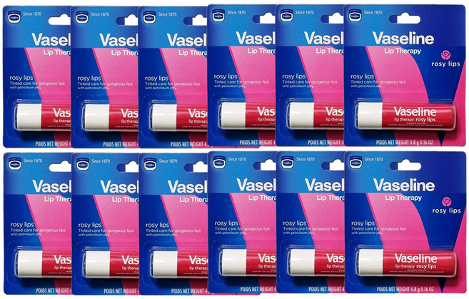 바세린 립 테라피 논블리스터, 로지 립스 케어, 4.8g, 12개입
