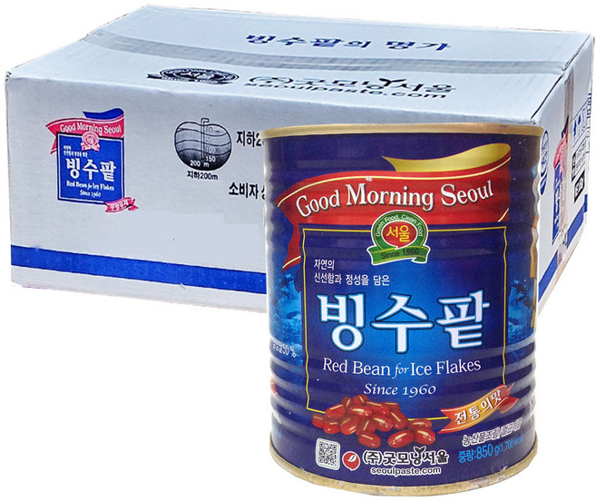 빙수팥 850g 한박스 굿모닝서울 팥앙금 알갱이가 통통/원터치캔, 12개