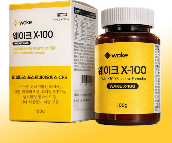 웨이크x-100 와인코리아 100% 비피더스 4세대 포스트 바이오틱스 유산균, 1세트, 100g