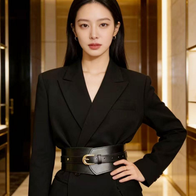 여성 가죽 코르셋 벨트 와이드 허리띠