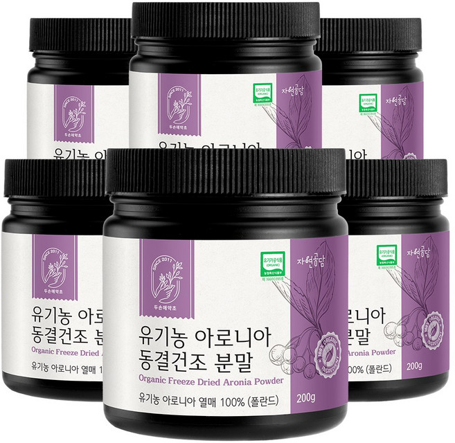두손애약초 유기농 아로니아 분말, 6개, 200g