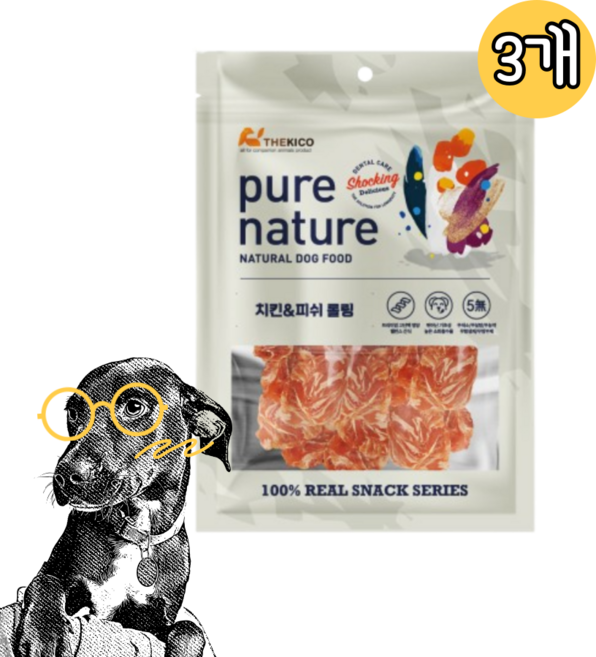 퓨어네이쳐 치킨&피쉬 스틱 강아지간식 수제 건강한 무첨가 원물그대로 대용량 개별포장 한줌의간식, 치킨피쉬스틱, 180g, 3개