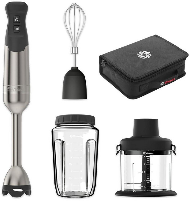 Vitamix 5단 스피드 이머전 블렌더 5피스 번들 625와트 모터 한 손 작동 1.5m(5피트) 코드 미니 차퍼 블렌딩 병 거품기 부착 및 보관 케이스 포함 스, Vitamix 5단 스피드 이머전 블렌더 5피스 번들,