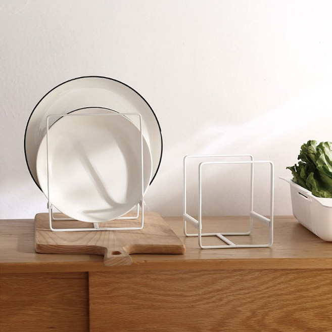 사각 철제 접시꽂이 도마 거치대, 화이트 S(작은접시용), 1개
