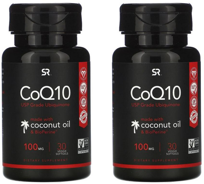 스포츠리서치 코큐텐 100mg 30캡슐 2통 코코넛 오일 바이오페린 식물성, 30정, 2개