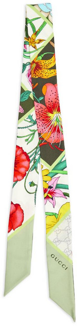 구찌 플로럴 프린트 실크 트윌 스카프